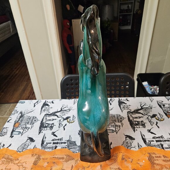 Vintage Blue Mountain Pottery Rearing Green / Black Terra Cotta Horse 14" MCM - Picture 6 of 13